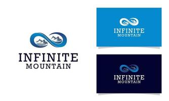 Wave oneindigheid en berg logo ontwerp inspiratie vector
