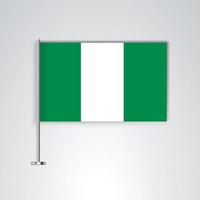 vlag van nigeria met metalen stok vector