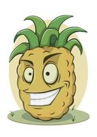 cartoon ananas karakter grappig gezicht vector