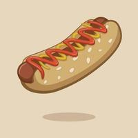 hotdog met saus cartoon vector