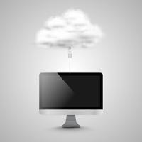 Computer verbindt met cloud vector