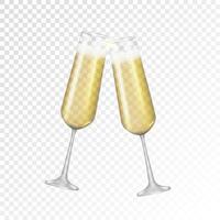 realistische 3d champagne gouden glazen pictogram geïsoleerd