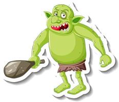 groene goblin of trol stripfiguur sticker vector