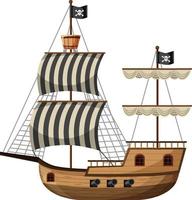 piratenschip in cartoon stijl geïsoleerd op een witte achtergrond vector