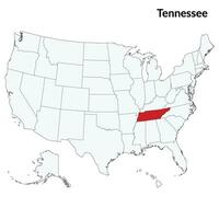 kaart van Tennessee. Tennessee kaart. Verenigde Staten van Amerika kaart vector