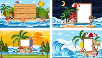 set van verschillende tropische strandtaferelen met lege banner vector