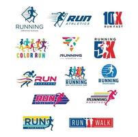 set run running logo ontwerp vector. 10k marathon logo pictogrammalplaatje vector