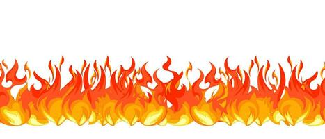 naadloos patroon van vuur, vlammen. divers brandend vlammen. brand vlam, heet vlammend vreugdevuur. decoratief achtergrond. naadloos grens, vector