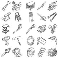 mechanisch - 2 set pictogram vector. doodle hand getekend vector