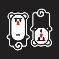 mascotte logo sticker duo aap kunst illustratie vector