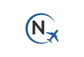 brief n lucht reizen logo ontwerp sjabloon vector