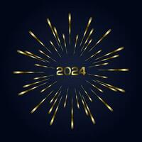 gouden vuurwerk Aan helling blauw geïsoleerd over- zwart achtergrondgelukkig nieuw jaar 2024 concepten voor vieringen banier ontwerp vector