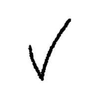 tekening geïsoleerd Aan wit achtergrond zwart minimalistisch element. getextureerde hand- getrokken vinkje teken, bevestiging en toestemming. vector