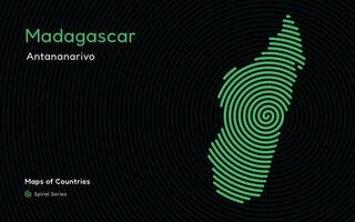 abstract kaart van Madagascar met spiraal lijnen vector