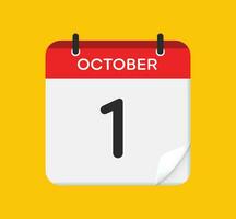 vector kalender icoon. 1 oktober. dag, maand. vlak stijl.