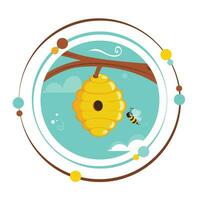honing bijenkorf tekenfilm vector illustratie grafisch icoon symbool
