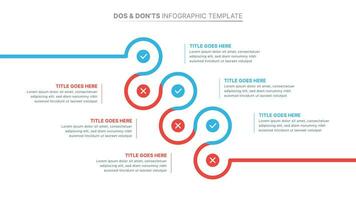 dos en niet vergelijking infographic ontwerp sjabloon vector