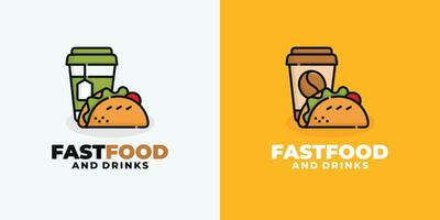 taco en drinken snel voedsel logo ontwerp vector