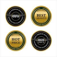 gouden badges en etiketten met gouden lint vector verzameling .vector illustratie