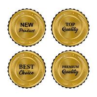 luxe goud badges en etiketten premie kwaliteit Product. vector