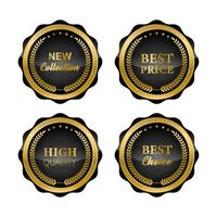 luxe goud badges en etiketten premie kwaliteit Product. vector