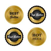 luxe gouden zegel badges en etiketten verkoop kwaliteit Product. vector illustratie