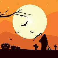 halloween achtergrond met pompoen vector