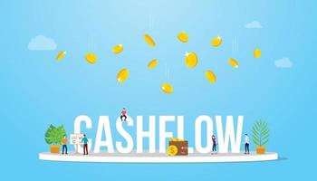 cashflow bedrijfsconcept met geld vallen of vallen van bovenaf vector