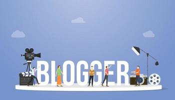 blogger of vlogger concept met grote tekst of woord