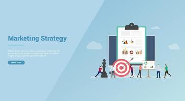 marketingstrategie zakelijke teamvergadering voor websitesjabloon vector