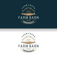 landbouw boerderij schuur logo, gemakkelijk retro stijl wijnoogst gebouw sjabloon illustratie ontwerp vector