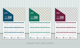 2024 muur kalender ontwerp, muur kalender ontwerp sjabloon 2024, gemakkelijk, schoon, muur kalender 2024, vector