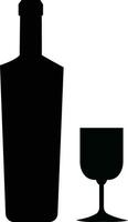 alcohol fles en glas vlak pictogrammen. zwart gevulde vector silhouet met wijn, cognac, Champagne, bier. alcohol verzameling elementen monochroom .