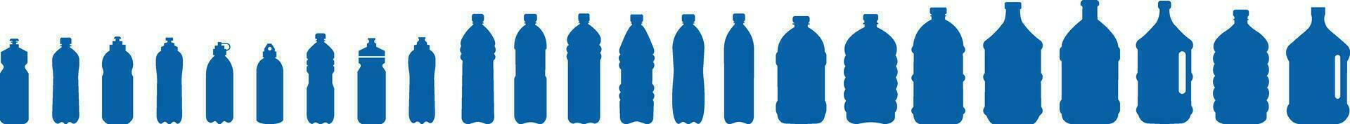 plastic fles blauw icoon set. vector vlak stijl teken . houder water fles voor sport. natuurlijk en gezond levensstijl concept water gebotteld houder vloeistof