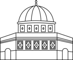 Palestina al aqsa moskee lijn icoon, verbinding in de stad van Jeruzalem of al quds in Arabisch symbool silhouet lineair ontwerp. masjid al-aqsa voor logo, zwart schets icoon, groet kaart banier vector