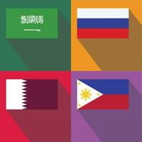 Filipijns, qatar, Rusland, saudi Arabië vlag vector