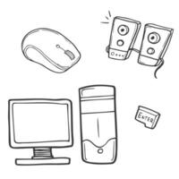 elektronisch apparaten inclusief computer, toetsenbord knop, muis en luidsprekers. vector
