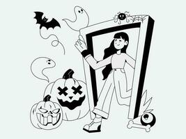 bundel halloween illustratie pak spookachtig verzameling vector