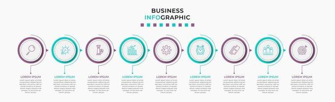 infographic zakelijke ontwerpsjabloon met pictogrammen en 9 opties of stappen vector