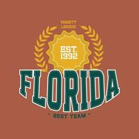 Florida het beste team - wijnoogst typografie varsity college leuze tekst afdrukken voor grafisch tee t overhemd of trui. vlak vector illustratie