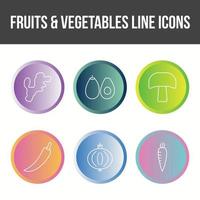 unieke fruit en groente vector icon set