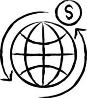 globaal economie hand- getrokken vector illustratie