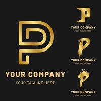 gouden letter p logo-collectie vector