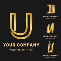gouden letter u-logo-collectie vector