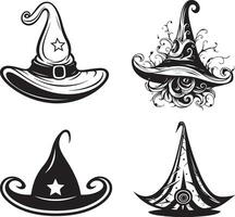 halloween zwart vector kunst, spin, heks , hoed, geest