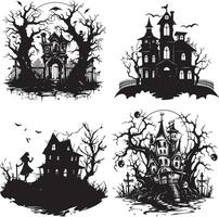 halloween zwart vector kunst, spin, heks , hoed, geest