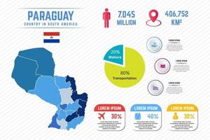 kleurrijke paraguay kaart infographic sjabloon vector