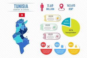 kleurrijke tunesië kaart infographic sjabloon vector