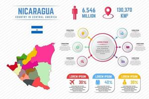 kleurrijke nicaragua kaart infographic sjabloon vector