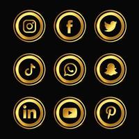 gouden luxe sociale media icoon collectie vector